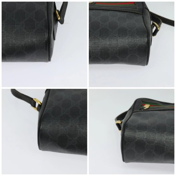 GUCCI GG Supreme Web Sherry Line Bag PVC Black Gold 119 02 087 Auth 120941 - Picture 16 of 16